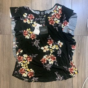 Dark green floral shirt